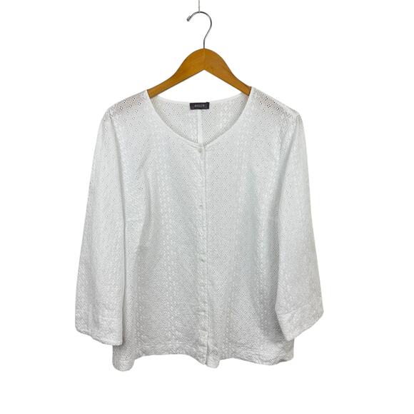 Basler White Cotton Eyelet Top - Picture 1 of 7